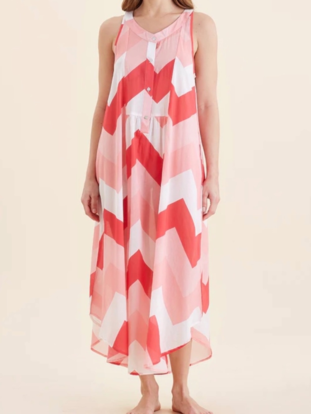 Papinelle Ava Maxi Nightgown Geranium Pink XS Like New